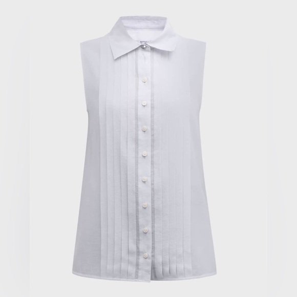DEREK LAM - JANET SLEEVELESS TUXEDO SHIRT NWT - Picture 1 of 9
